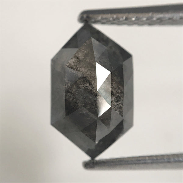 1.65 Ct Natural Loose Diamond Hexagonal Shape Salt and Pepper, 10.10 x 6.11 x 3.17 mm Flat-Base Geometry Shape Natural Loose Diamond SJ75/63