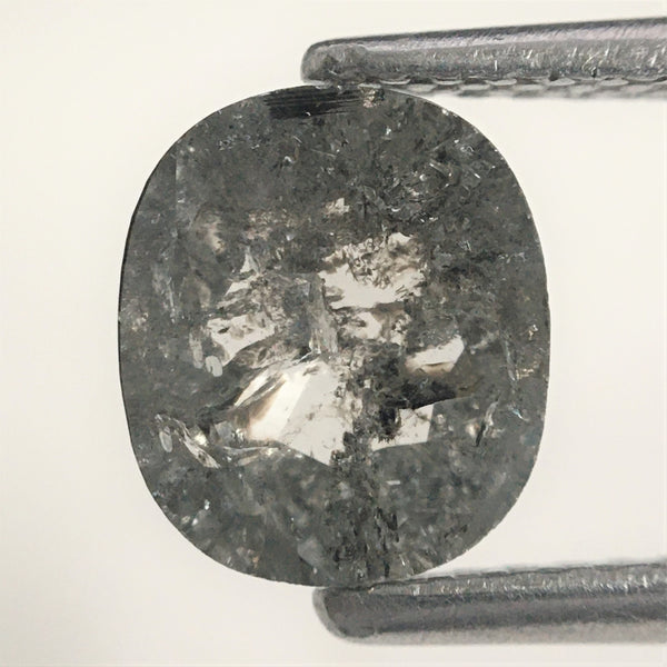 1.14 Ct Oval Shape natural loose diamond salt and pepper, 7.34 x 6.38 x 2.53 mm Flat-Base Oval shape natural diamond SJ75/66