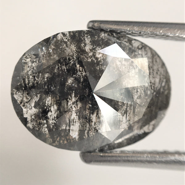 2.59 Ct Oval Shape natural loose diamond salt and pepper, 11.36 x 8.48 x 2.40 mm Flat-Base Oval shape natural diamond SJ75/73