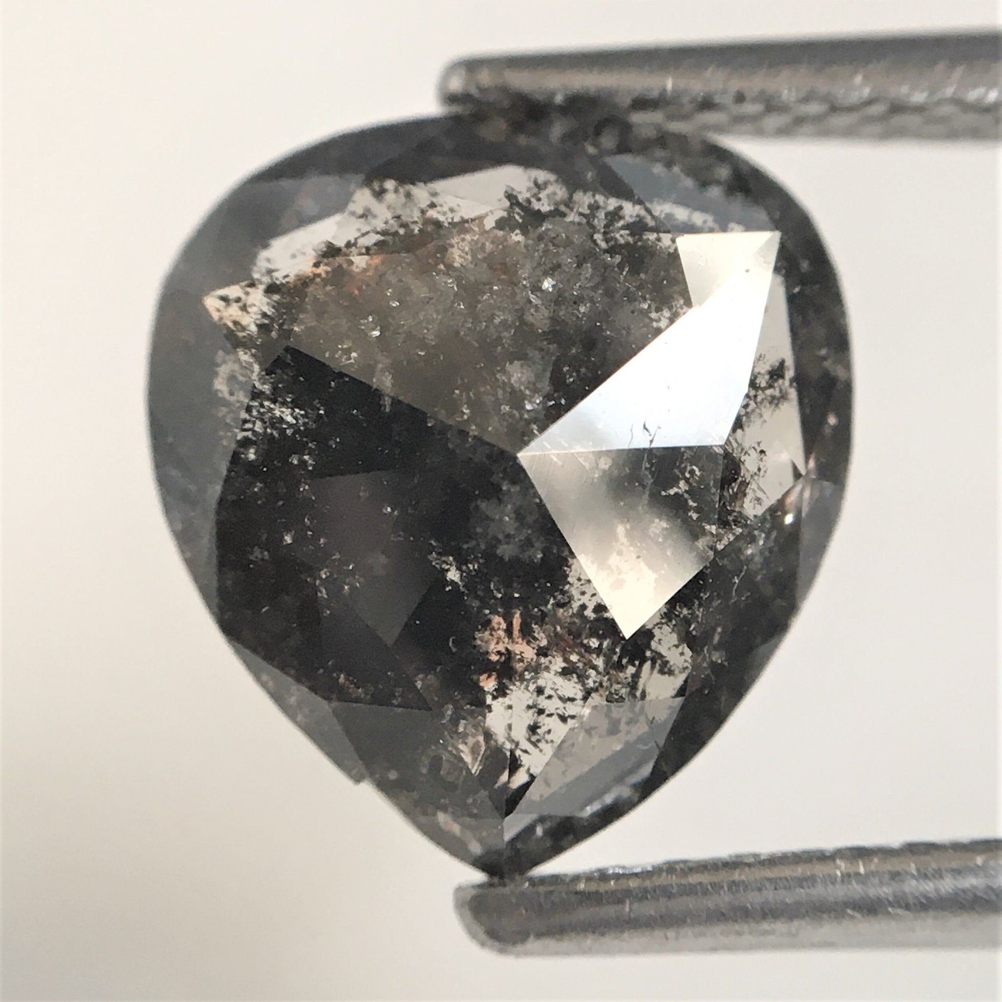 1.85 Ct Pear Shape natural loose diamond salt and pepper, 9.38 x 8.65 x 2.61 mm Full-Cut pear shape natural diamond SJ75/77