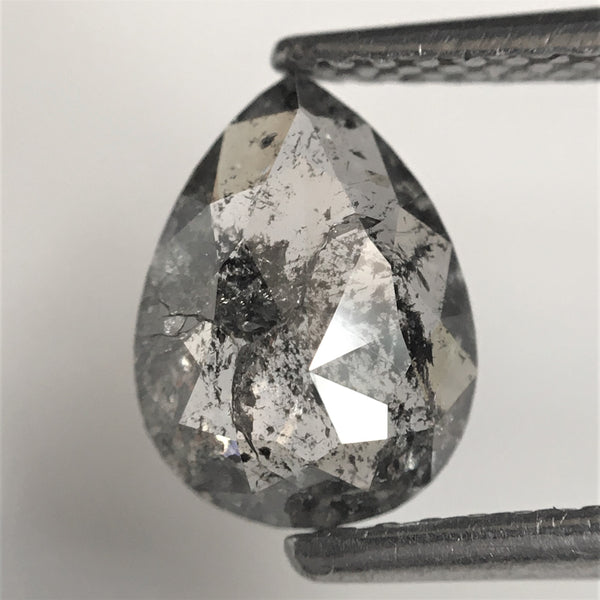 1.11 Ct Pear Shape natural loose diamond salt and pepper, 8.46 x 6.30 x 2.34 mm Flat-Base pear shape natural diamond SJ75/81