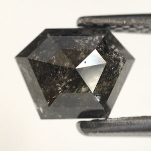 1.08 Ct Natural full Dark Grey Diamond Salt And Pepper Solitaire Diamond, 5.50 mm X 7.25 mm Fancy Geometry Cut Loose Diamond SJ18/15