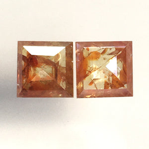 2.87 Ct Pair Natural Loose Diamond Square Shape 6.70 mm X 6.70 mm Fancy reddish Brown Geometric shape Diamond, Fancy Brown Diamond SJ19/10
