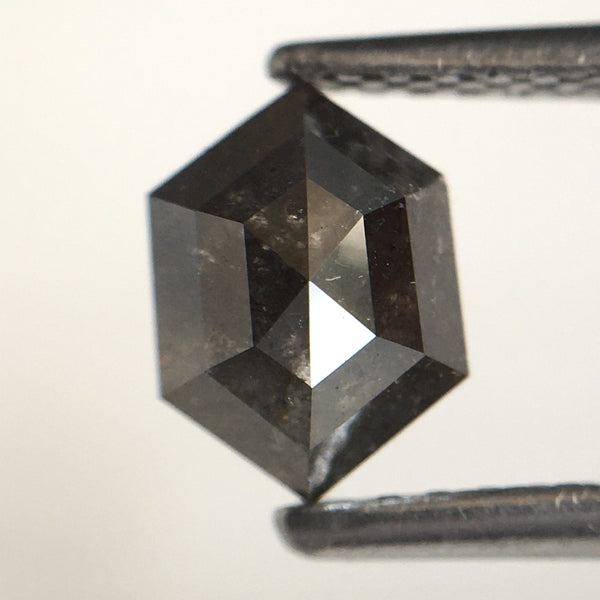 1.10 Carat Natural Loose Diamond Hexagon Shape 7.00 mm X 5.20 mm, Fancy Dark Grey Color Hexagon Cut loose diamond SJ20/19