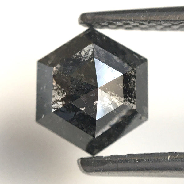 Pair 1.30 Ct Natural Loose Diamond Hexagon Shape 6.10 mm X 5.80 mm Fancy Dark Grey Color Hexagon Cut loose diamond Use for Jewelry SJ20/23