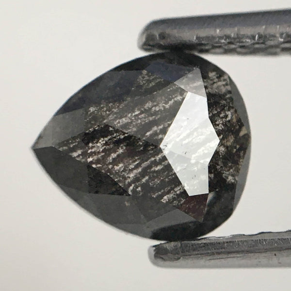 0.75 Ct Salt and pepper pear shape loose natural diamond, 6.40 x 5.52 x 2.30 mm Brilliant Rose Cut Pear Natural Diamond SJ80/01