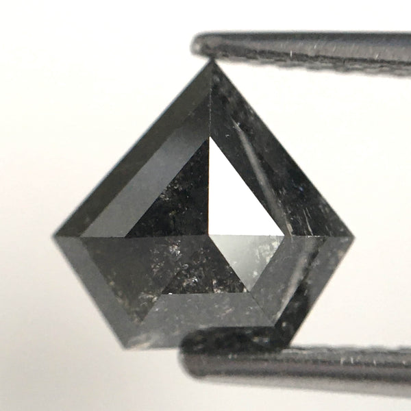1.60 Ct Shield shape salt and pepper natural diamond, 8.02 x 8.30 x 3.47 mm Shield Shape Base flat grey & black diamond SJ80/02