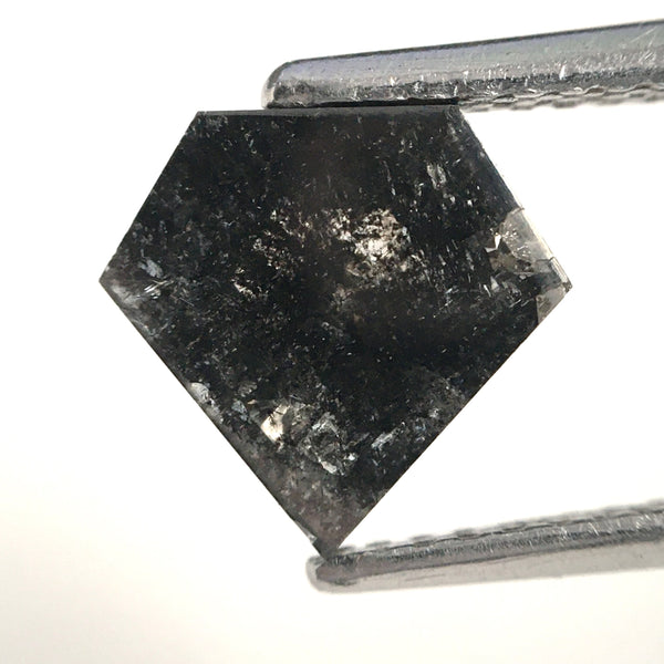 1.57 Ct Shield shape salt and pepper natural diamond, 8.04 x 8.32 x 3.40 mm Shield Shape Base flat grey & black diamond SJ80/03