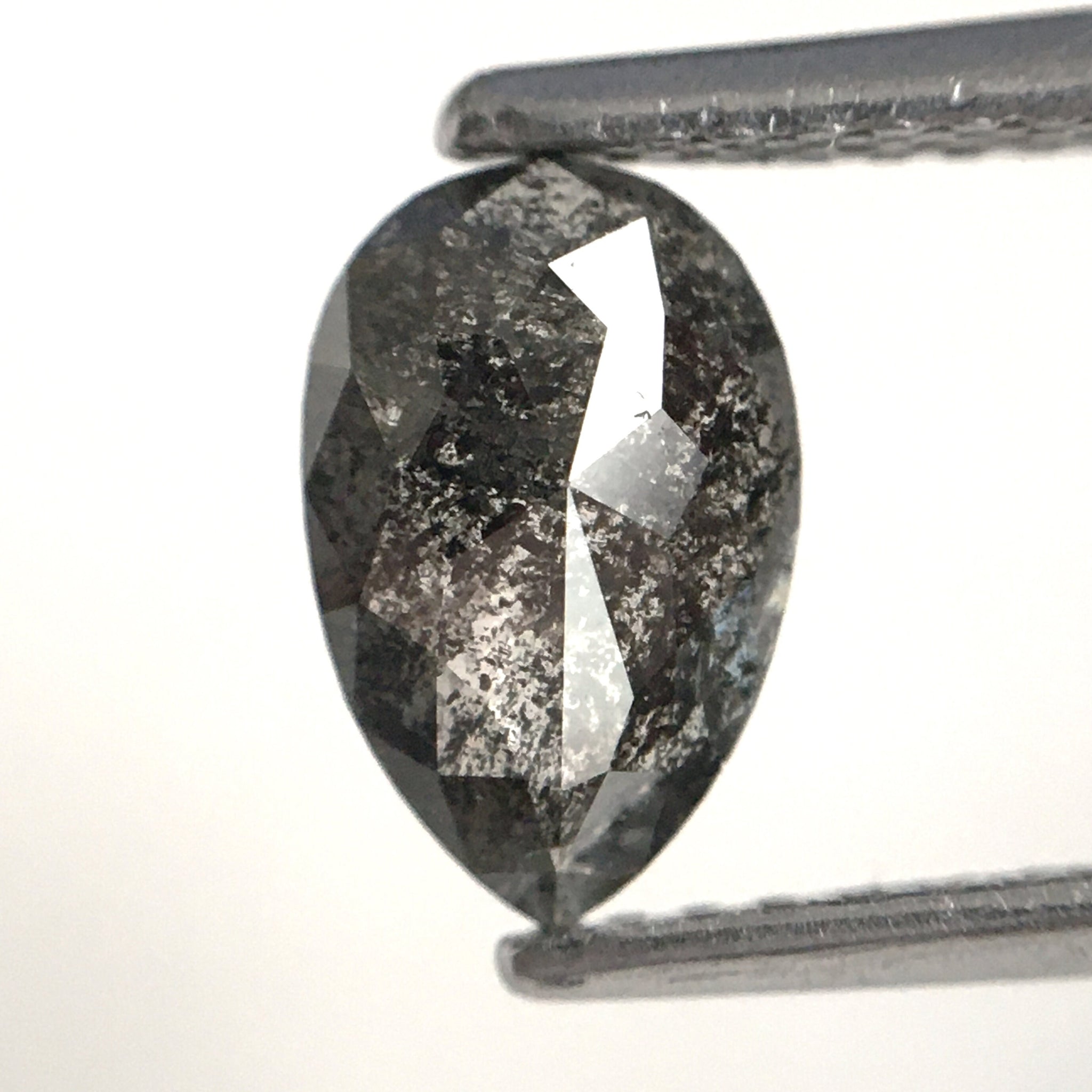 0.82 Ct Salt and pepper Pear shape loose natural diamond, 7.96 x 5.16 x 2.18 mm Brilliant Rose Cut Pear Natural Diamond SJ80/04