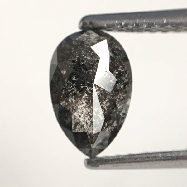 0.82 Ct Salt and pepper Pear shape loose natural diamond, 7.96 x 5.16 x 2.18 mm Brilliant Rose Cut Pear Natural Diamond SJ80/04