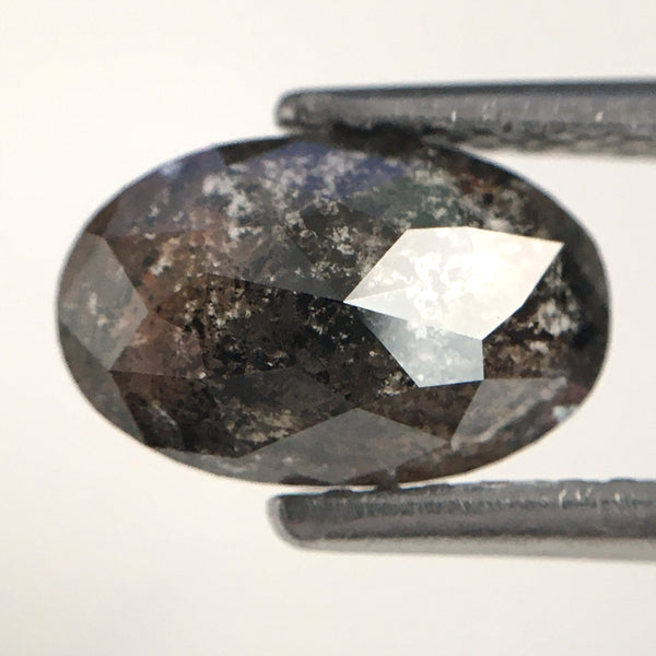 1.34 Ct Salt and pepper rose cut oval shape loose natural diamond, 8.76 x 5.59 x 2.85 mm Full-cut Oval Natural Loose Diamond SJ80/05