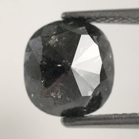 2.26 Ct Salt and pepper oval shape loose natural diamond, 8.72 mm x 8.15 mm x 3.36 mm Rose Cut flat-base Oval Natural Diamond SJ80/25