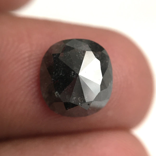 2.26 Ct Salt and pepper oval shape loose natural diamond, 8.72 mm x 8.15 mm x 3.36 mm Rose Cut flat-base Oval Natural Diamond SJ80/25