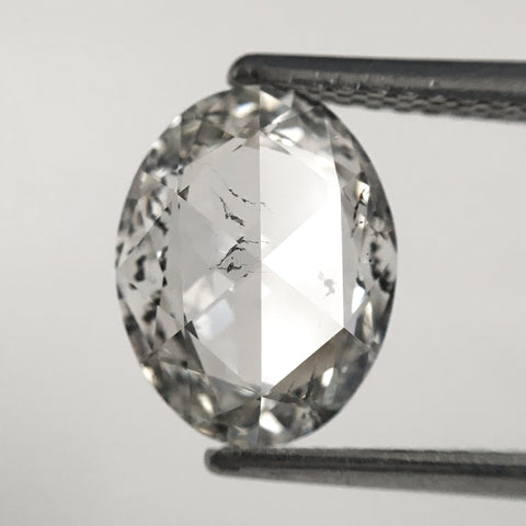 1.52 Ct White Oval Shape Natural Loose Diamond, 9.38 x 7.31 x 2.74 MM Oval Rose Cut White Salt and Pepper Natural Diamond SJ81-01