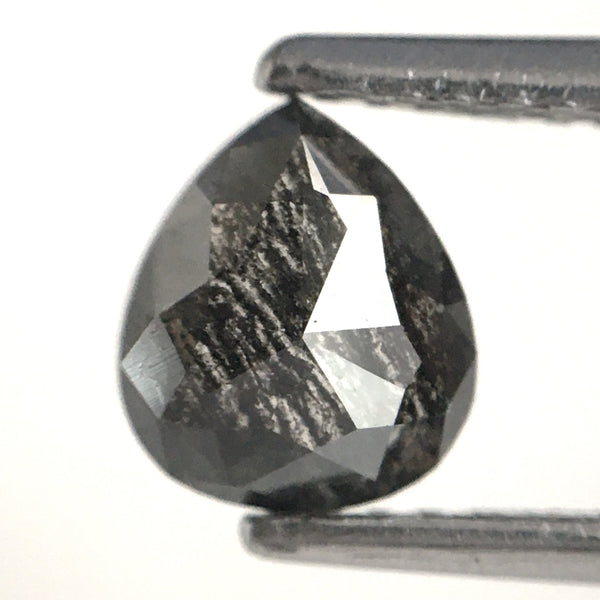 0.75 Ct Salt and pepper pear shape loose natural diamond, 6.40 x 5.52 x 2.30 mm Brilliant Rose Cut Pear Natural Diamond SJ80/01