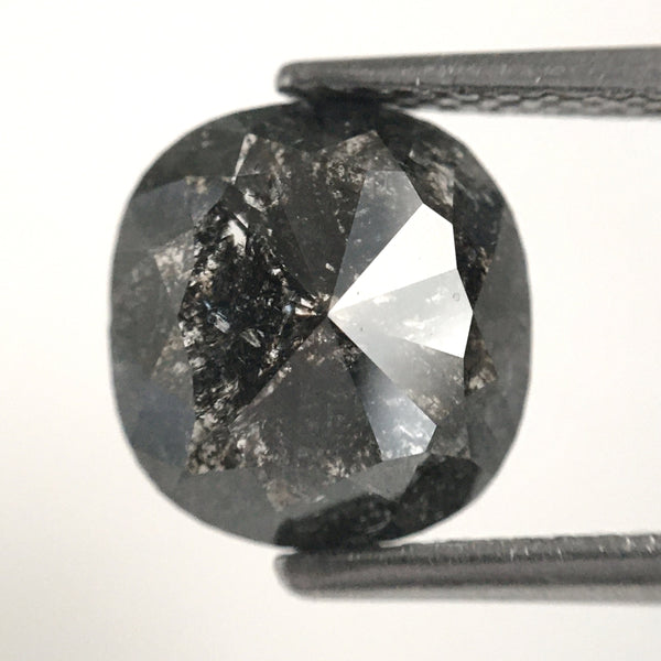 2.11 Ct Salt and pepper oval shape loose natural diamond, 8.69 mm x 8.23 mm x 3.21 mm Rose Cut flat-base Oval Natural Diamond SJ80/26