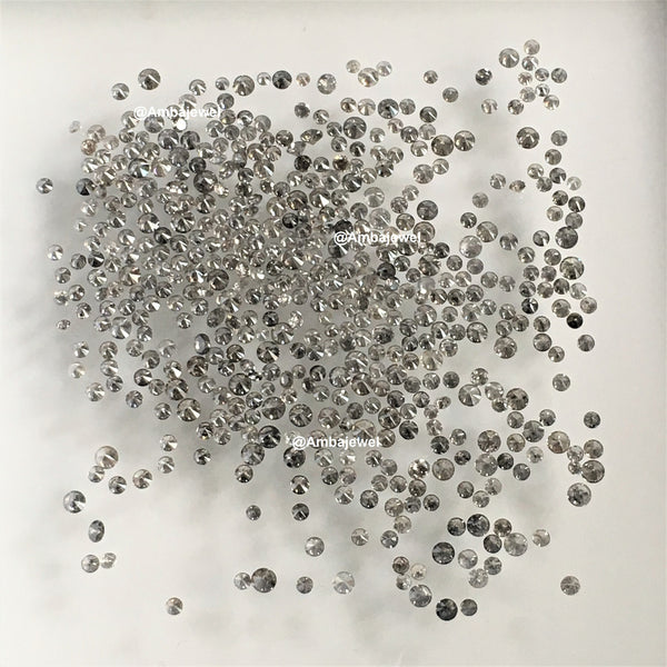 1.00 Ct 1.15 mm to 3.50 mm Natural Salt and Pepper Round Brilliant Cut Diamond, Gray & Black Diamond, Polished Round Cut Diamond lot