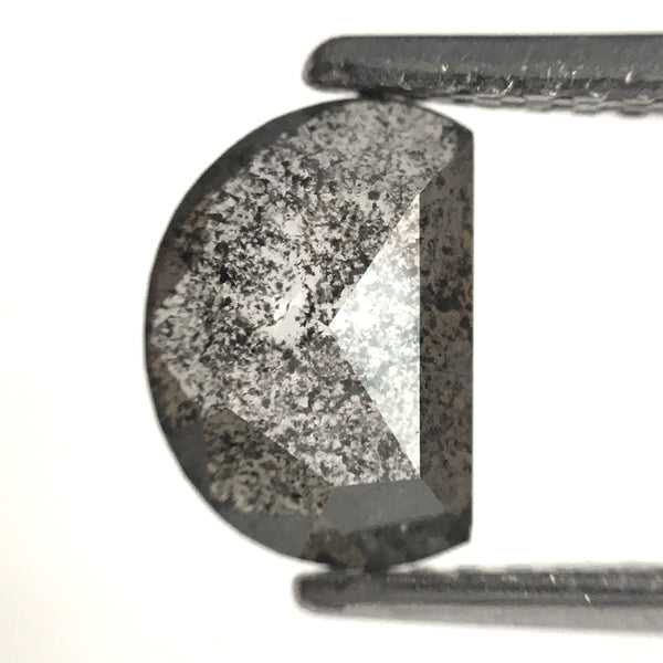 0.95 Ct Natural Loose Diamond Half moon Salt and Pepper 7.91 mm x 5.46 mm x 2.29 mm Grey Black Rose Cut Natural Loose Diamond SJ83-30