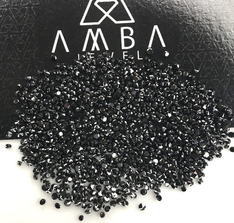 1.00 Ct Natural Heated Black Round Brilliant Cut Diamond, 1.00 mm to 2.50 mm Polished Round Cut Diamond lot Use for making Jewelry