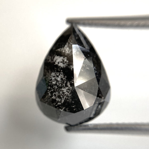 4.97 Ct Pear Shape natural loose diamond, salt and pepper diamond, 13.50 x 10.03 x 4.40 mm Flat-Base pear shape natural diamond SJ87-04
