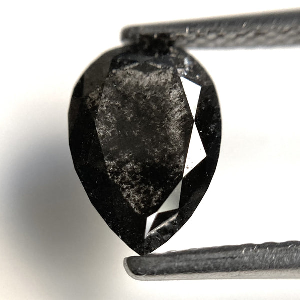 1.42 Ct Pear Shape natural loose diamond, salt and pepper diamond, 8.82 x 6.25 x 3.04 mm Flat-Base pear shape natural diamond SJ87-17