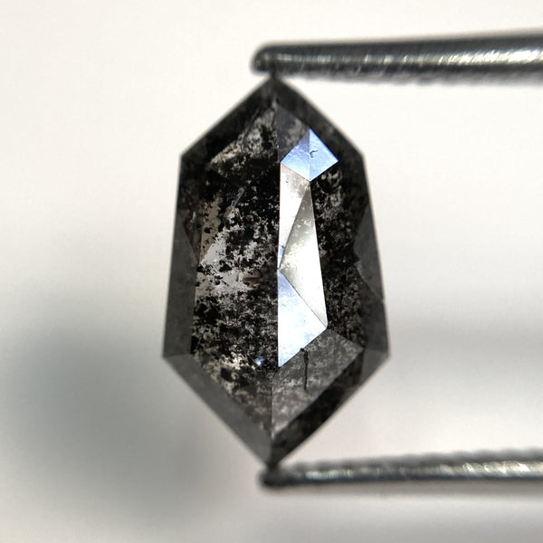 2.11 Ct Natural Loose Diamond Hexagonal Shape Salt and Pepper, 12.74 x 7.36 x 2.94 mm Flat-Base Geometry Shape Natural Loose Diamond SJ87-01