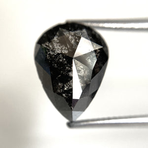 5.27 Ct Pear Shape natural loose diamond, salt and pepper diamond, 13.59 x 10.15 x 4.61 mm Flat-Base pear shape natural diamond SJ87-03