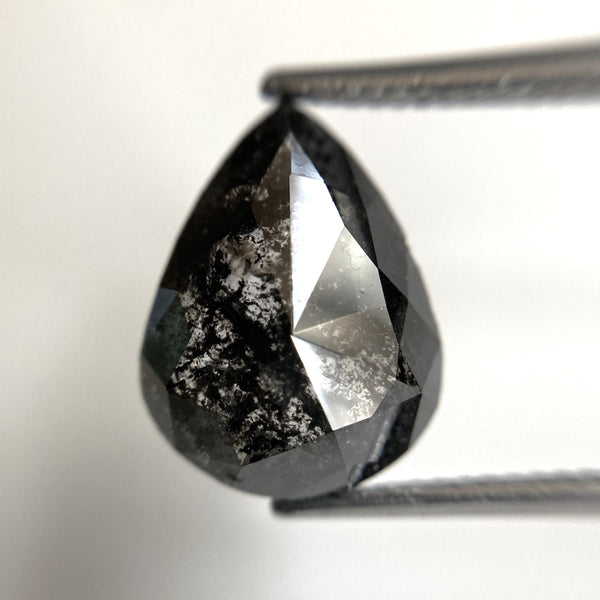 5.27 Ct Pear Shape natural loose diamond, salt and pepper diamond, 13.59 x 10.15 x 4.61 mm Flat-Base pear shape natural diamond SJ87-03