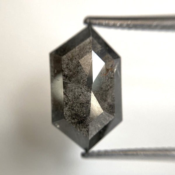 3.71 Ct Natural Loose Diamond Hexagonal Shape Salt and Pepper, 14.82 x 8.38 x 3.41 mm Flat-Base Geometry Shape Natural Loose Diamond SJ87-35