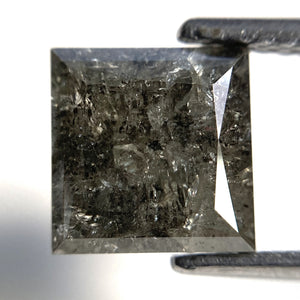 2.83 Ct Salt and Pepper Diamond, Princess Cut Diamond, 7.32 x 7.15 x 5.75 mm Natural Loose Diamond, Full-Cut Princess Shape Diamond SJ87-40