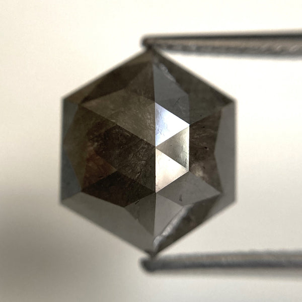 3.18 Ct Natural Loose Diamond Hexagonal Shape Salt and Pepper, 11.02 x 9.89 x 3.82 mm Flat-Base Geometry Shape Natural Loose Diamond SJ87-41