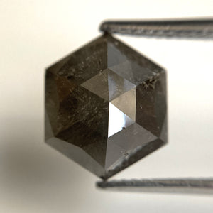 3.18 Ct Natural Loose Diamond Hexagonal Shape Salt and Pepper, 11.53 x 9.58 x 3.81 mm Flat-Base Geometry Shape Natural Loose Diamond SJ87-42