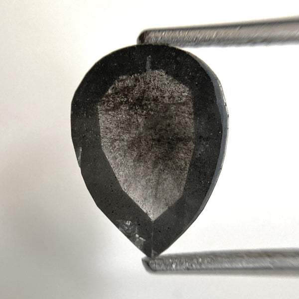 2.53 Ct Pear Shape natural loose diamond, salt and pepper diamond, 11.88 mm x 8.82 mm x 3.08 mm Flat-Base pear shape natural diamond SJ87-47
