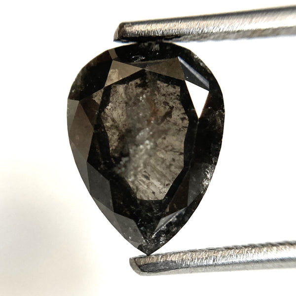 2.46 Ct Pear Shape natural loose diamond, salt and pepper diamond, 9.83 mm x 7.38 mm x 4.01 mm Full-cut pear shape natural diamond SJ87-52