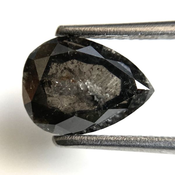 2.46 Ct Pear Shape natural loose diamond, salt and pepper diamond, 9.83 mm x 7.38 mm x 4.01 mm Full-cut pear shape natural diamond SJ87-52