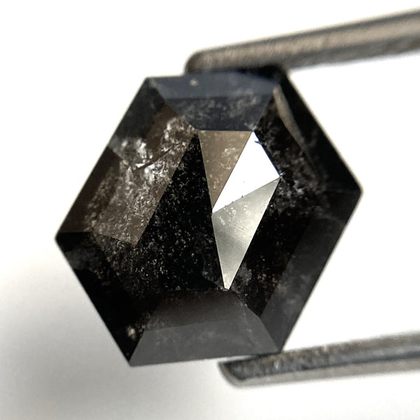 2.50 Ct Natural Loose Diamond Hexagon Shape Salt and Pepper, 9.87 mm x 7.40 mm x 3.64 mm Flat-Base Hexagonal shape Natural Diamond SJ87-54