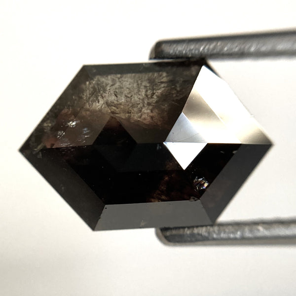 2.34 Ct Natural Loose Diamond Hexagon Shape Salt and Pepper, 11.33 mm x 7.40 mm x 3.16 mm Flat-Base Hexagonal shape Natural Diamond SJ87-55