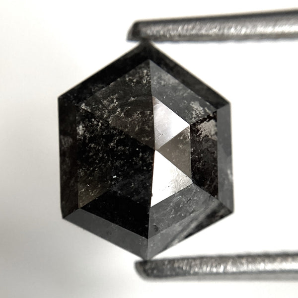 2.48 Ct Natural Loose Diamond Hexagon Shape Salt and Pepper, 9.37 mm x 7.34 mm x 4.00 mm Flat-Base Hexagonal shape Natural Diamond SJ87-65