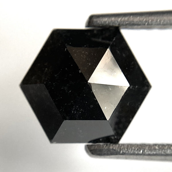 1.82 Ct Natural Loose Diamond Hexagon Shape Black Salt and Pepper, 8.53 x 7.42 x 3.47 mm Flat-Base Hexagon shape Natural Diamond SJ87-66