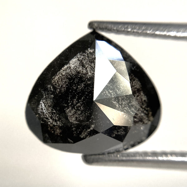 2.90 Ct Pear Shape natural loose diamond, salt and pepper diamond, 10.20 x 11.33 x 3.06 mm Full-Cut pear shape natural diamond SJ87-12