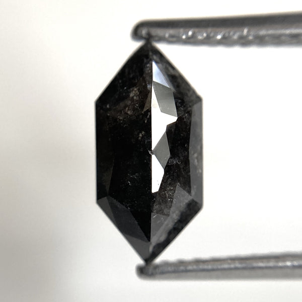 1.45 Ct Natural Loose Diamond Hexagon Shape Salt and Pepper, 10.55 mm x 5.09 mm x 3.12 mm Flat-Base Hexagonal shape Natural Diamond SJ87-72