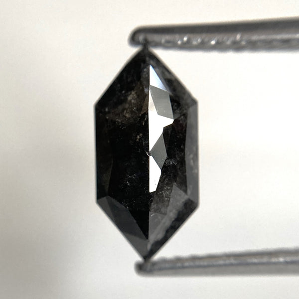 1.45 Ct Natural Loose Diamond Hexagon Shape Salt and Pepper, 10.55 mm x 5.09 mm x 3.12 mm Flat-Base Hexagonal shape Natural Diamond SJ87-72