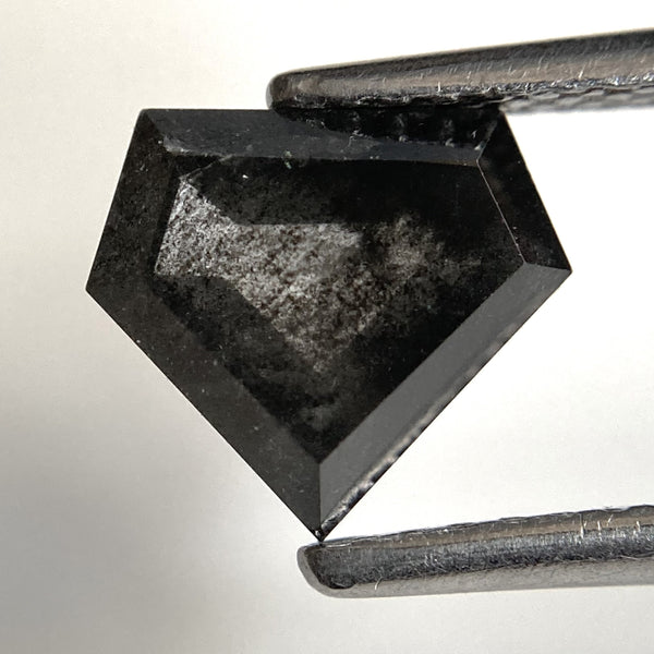 1.44 Ct Natural Loose Diamond Shield Shape Salt and Pepper, 7.08 mm x 7.94 mm x 3.17 mm Flat-Base Geometry Shape Natural Diamond SJ87-74