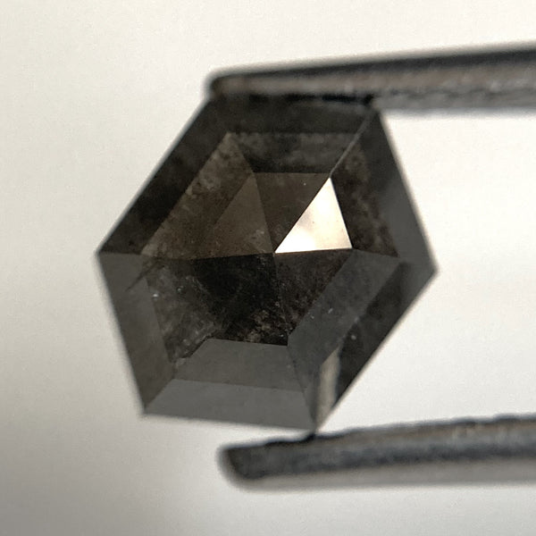 1.45 Ct Natural Loose Diamond Hexagon Shape Salt and Pepper, 7.50 mm x 5.62 mm x 3.85 mm Flat-Base Hexagonal shape Natural Diamond SJ87-76