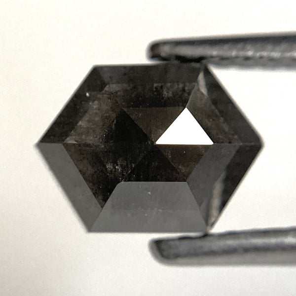 1.45 Ct Natural Loose Diamond Hexagon Shape Salt and Pepper, 7.50 mm x 5.62 mm x 3.85 mm Flat-Base Hexagonal shape Natural Diamond SJ87-76