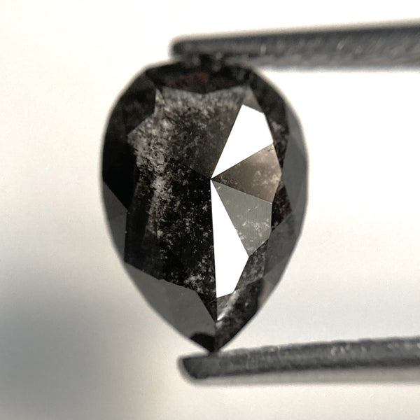 1.42 Ct Pear Shape natural loose diamond, salt and pepper diamond, 8.82 x 6.25 x 3.04 mm Flat-Base pear shape natural diamond SJ87-17