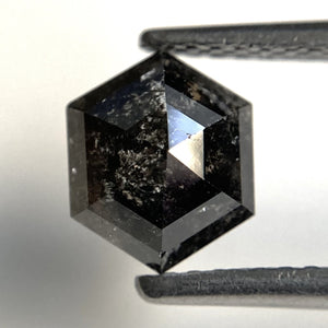 1.38 Ct Natural Loose Diamond Hexagon Shape Salt and Pepper, 7.25 mm x 6.01 mm x 3.70 mm Flat-Base Hexagonal shape Natural Diamond SJ87-80
