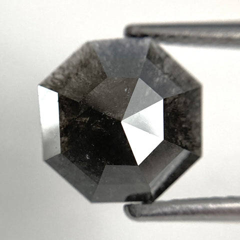 2.46 Ct Salt and Pepper Natural Loose Diamond Fancy Shape, 8.85 mm x 3.42 mm Rose Cut Long Octagon Shape Natural Loose Diamond SJ87-24