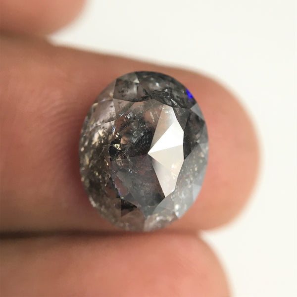 4.66 Ct Natural loose diamond Oval Shape Salt and Pepper, 11.51 mm x 9.31 mm x 4.69 mm Rose-Cut Oval shape natural loose diamond, SJ76-01