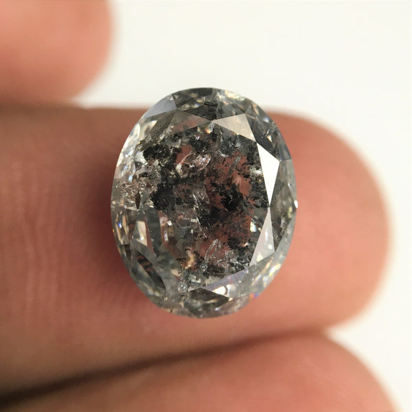4.66 Ct Natural loose diamond Oval Shape Salt and Pepper, 11.51 mm x 9.31 mm x 4.69 mm Rose-Cut Oval shape natural loose diamond, SJ76-01